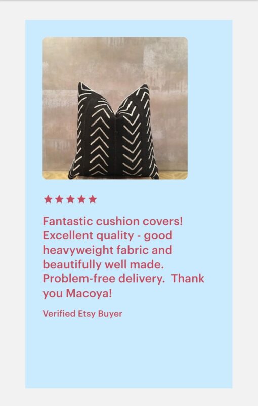 Authentic Black Mudcloth Pillow Cover with Arrow | Organic Handmade Cotton Pillow | African Decor | Real Mudcloth | PLACENCIA - Image 4