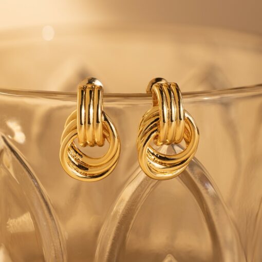 Mini Double Knot Hoop Earrings Timeless Gold Jewelry for the Modern Woman - Image 4