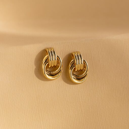 Mini Double Knot Hoop Earrings Timeless Gold Jewelry for the Modern Woman - Image 2