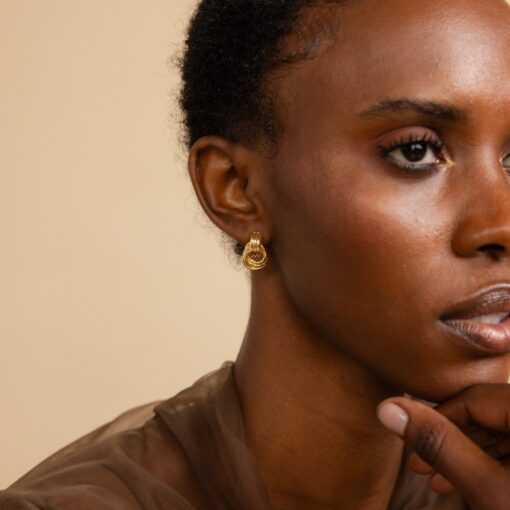 Mini Double Knot Hoop Earrings Timeless Gold Jewelry for the Modern Woman - Image 3