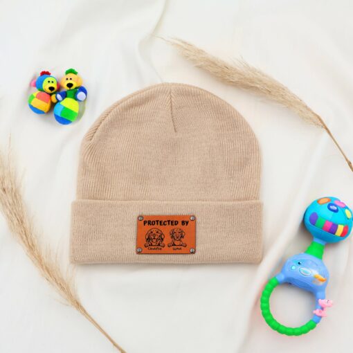Personalized Baby Beanie with Vegan Leather Name Patch A Unique and Thoughtful Gift for Little Ones - Image 2