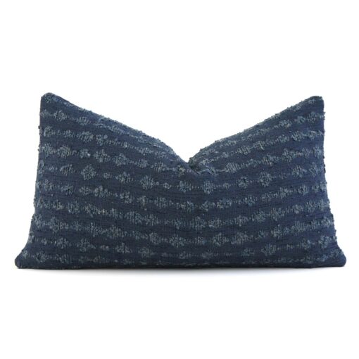 Kelly Wearstler Serai Boucl? Midnight Blue Throw Pillow Cover Elevate Your Home Decor with Designer Style - Image 2