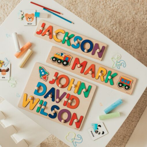Personalized Wooden Name Puzzle A Cherished Gift for Baby Showers, First Birthdays, and Montessori Play - Image 3