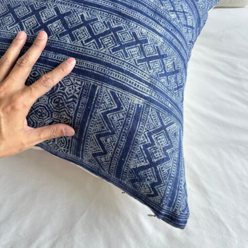 Vintage Indigo Hemp Pillow Cover Handcrafted Charm for Your Home - Image 3