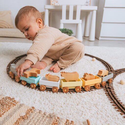 Personalized Wooden Freight Train with Farm Animals for Toddlers Sensory Play, Birthday, Christmas, and Pretend Play - Image 5