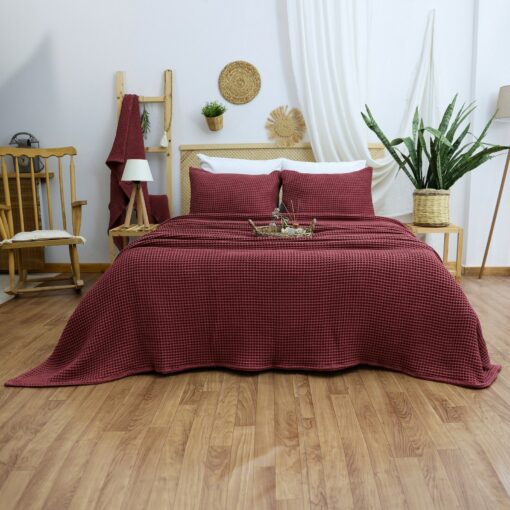 Cozy Comfort Indulge in the Soft Embrace of Our Cherry Waffle Cotton Blanket - Image 2