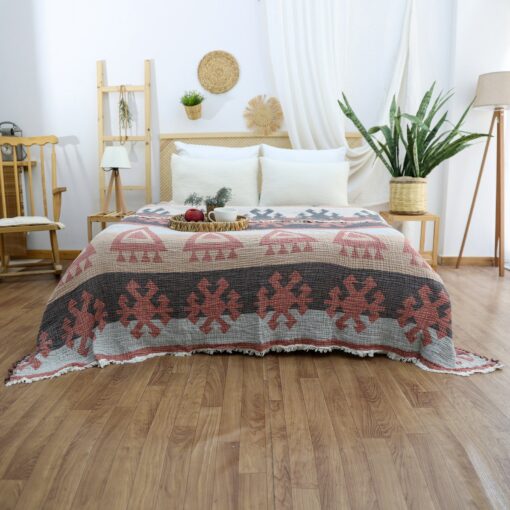 King-Size Jacquard Gauze Cotton Bedspread Elevate Your Bedroom with Boho Elegance - Image 5