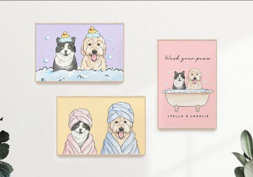 Personalized Pet Portrait Hilarious Bathroom Art for Kids, Custom Pet Gift, Pet in Bathtub, Unique Father's Day Present - Image 2