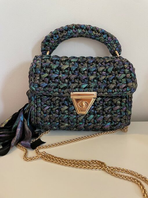 Captivating Blue Crochet Bag A Woven Masterpiece for Every Occasion - Image 2