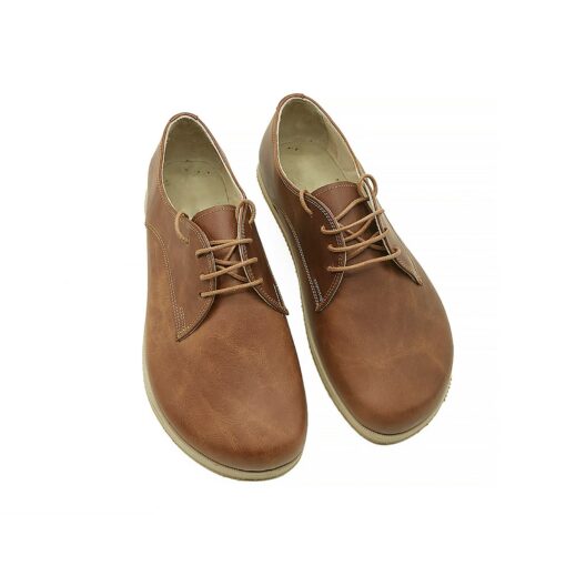 Handmade Barefoot Tan Oxford Shoes Zero Drop Sole, Wide Toe Box, Grounding - Image 3
