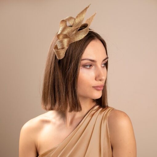 Gilded Glamour Sculptural Fascinator for Weddings and Special Occasions - Image 3