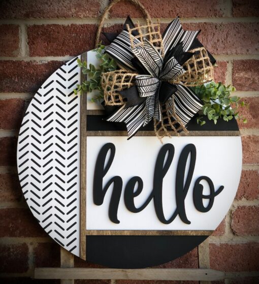 Herringbone Welcome Door Hanger Greet Guests with Rustic Charm - Image 2