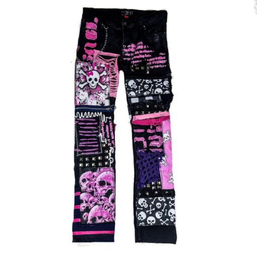 Unleash Your Dark Side Custom Goth Punk Skull Metal Y2K Emo Harajuku Kawaii Rock Crust Festival Pants - Image 3