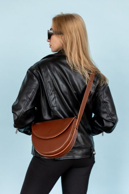 Chic Half-Moon Leather Bag The Perfect College Companion and Graduation Gift - Image 6