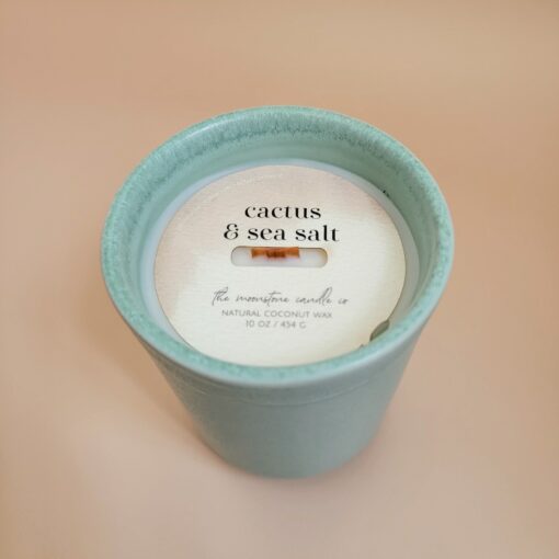 Invigorating Oasis Cactus Sea Salt Candle with Natural Coconut Wax and Refreshing Ocean Scent - Image 3