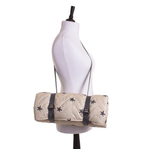 Tweedmill Newbury Quilted Picnic Blanket Waterproof, Cotton, UK-Made, Neutral Stars - Image 4