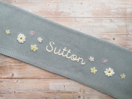 Personalized Baby Knit Blanket Embroidered Soft Cotton for Newborn Gifts and Baby Showers - Image 3