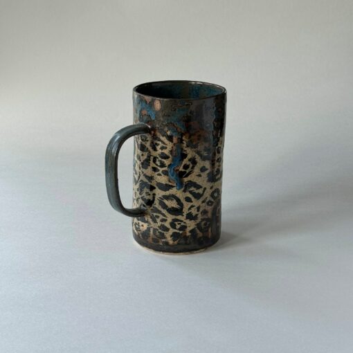 Handmade Cheetah Print Ceramic Mug with Glaze Drip Design Unleash Your Wild Side - Image 2
