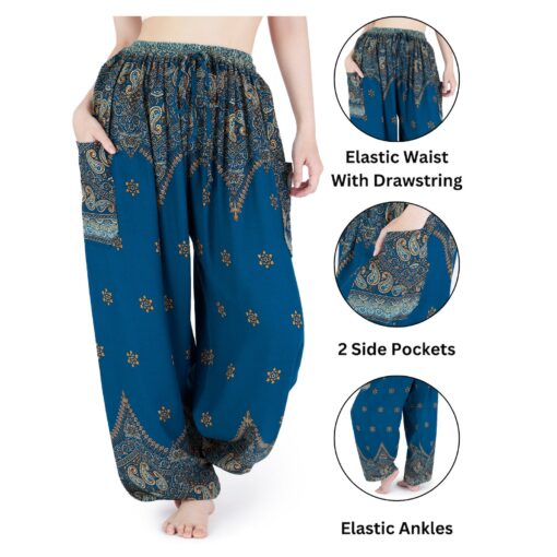 Flowy Teal Harem Pants Bohemian Bliss for Summer Festivals and Yoga - Image 6