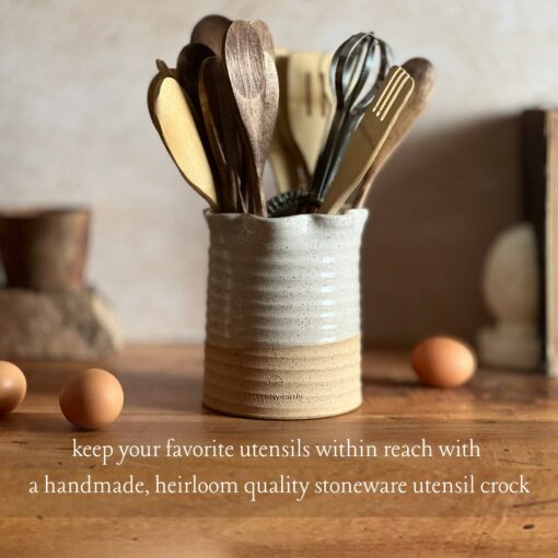 Artisan-Crafted Stoneware Utensil Crock Elevate Your Kitchen with Style and Functionality - Image 2