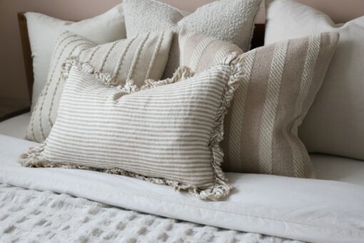 Cozy Comfort India Beige Rope Stripe Cushion for Serene Ambiance - Image 2