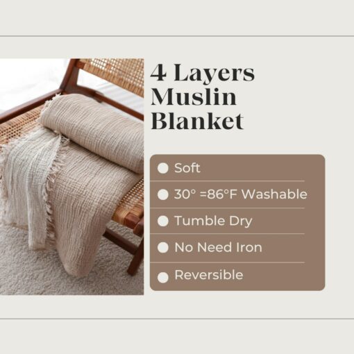 Ultra-Soft Muslin Throw Blanket The Perfect Summer Coverlet for Cozy Nights - Image 2