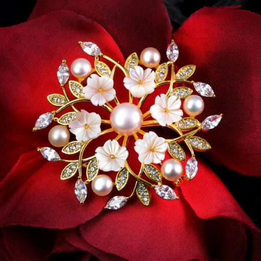 Exquisite Mother's Day Gift Natural Shell Cherry Blossom Brooch for Women - Image 5