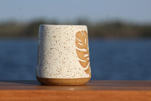 Unleash the Tropics Handcrafted Monstera Leaf Mug by Salt of the Earth Pottery - Image 2