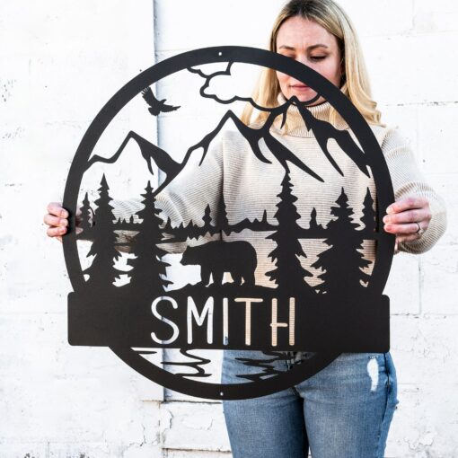 Personalized Rustic Bear Cabin Sign Enhance Your Wilderness Retreat - Image 3