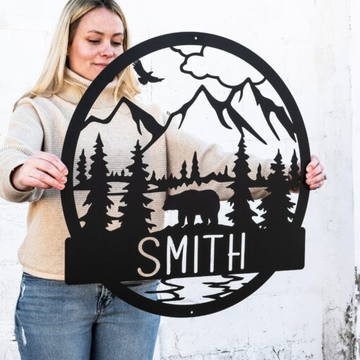 Personalized Rustic Bear Cabin Sign Enhance Your Wilderness Retreat - Image 2
