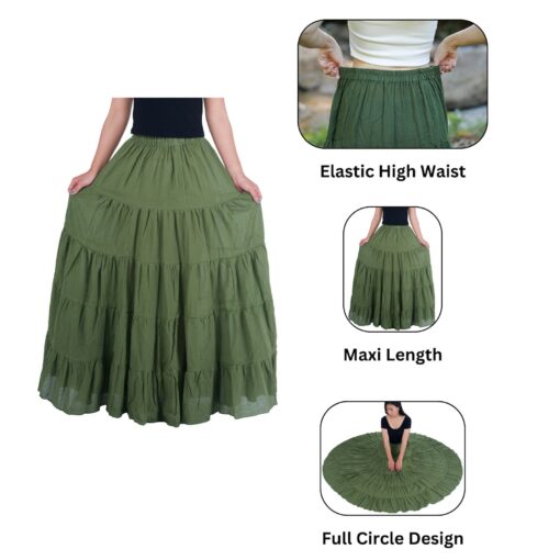 Enchanting Emerald Maxi Skirt Flowy Bohemian Rhapsody for Fall and Halloween - Image 6