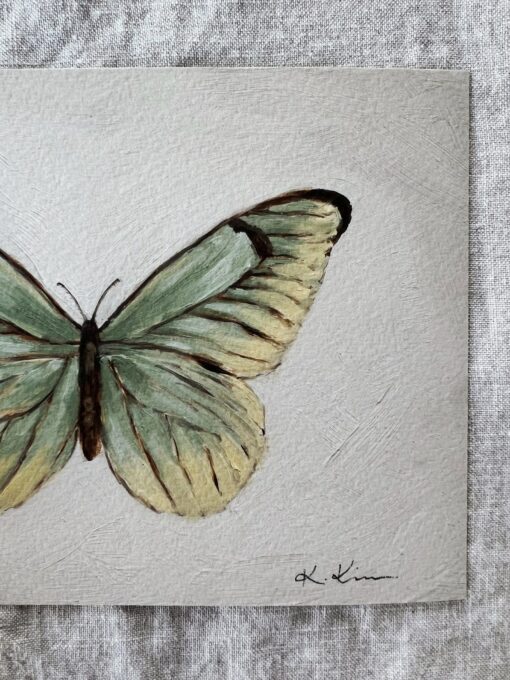 Unveiling the Beauty of Nature Original Oil Painting Print of a Delicate Green Butterfly - Image 4