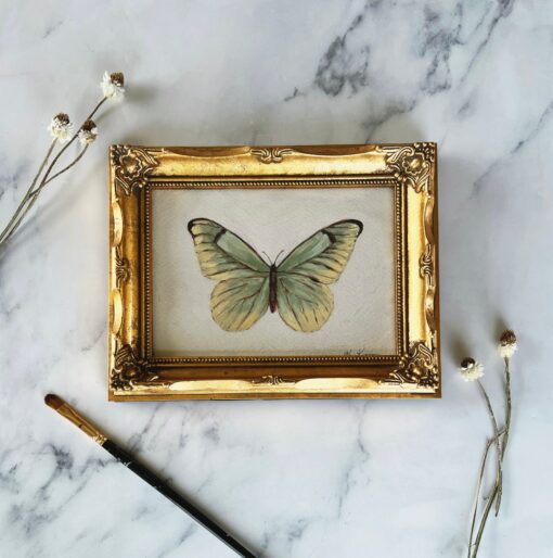 Unveiling the Beauty of Nature Original Oil Painting Print of a Delicate Green Butterfly - Image 2