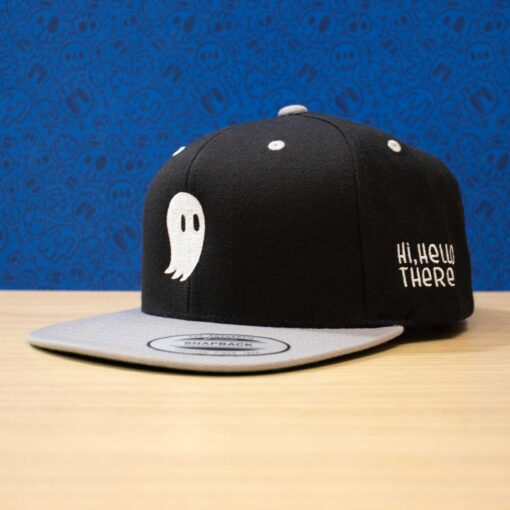Fred the Ghost Embroidered Ghost Snapback Hat | Classic Black and Gray - Image 2