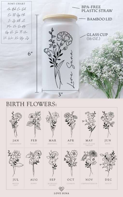 Personalized Birth Flower Tumbler A Timeless Gift for Her - Image 2