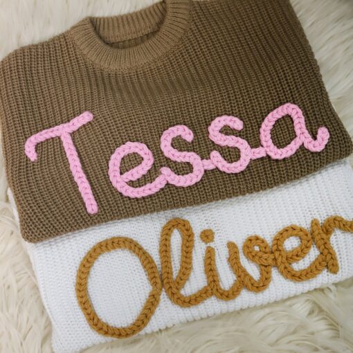 Personalized Baby Knit Sweater Embroidered Name, Perfect for Coming Home Outfit or Gift - Image 6