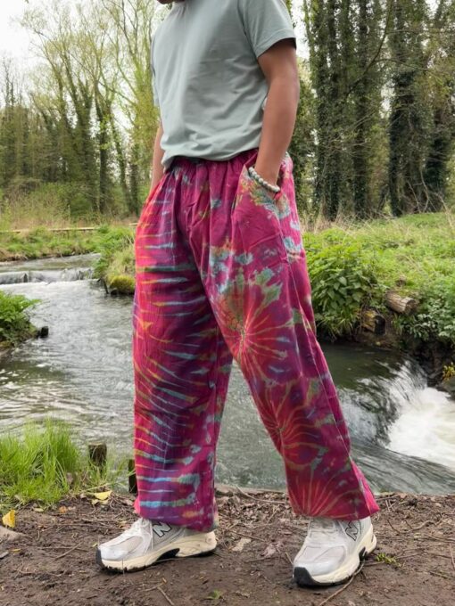 Groovy Tie-Dye Chilled Pants Unisex Hippie Harem Dungarees for Yoga, Festivals, and Boho Vibes - Image 3