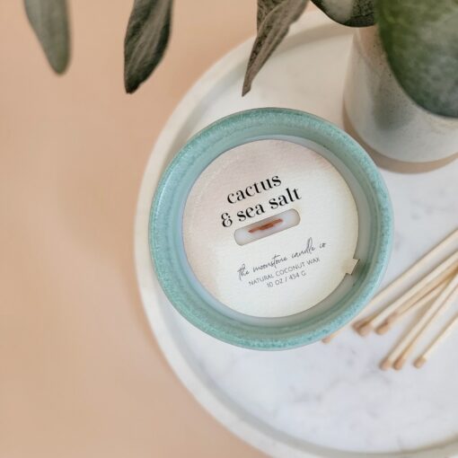 Invigorating Oasis Cactus Sea Salt Candle with Natural Coconut Wax and Refreshing Ocean Scent - Image 4