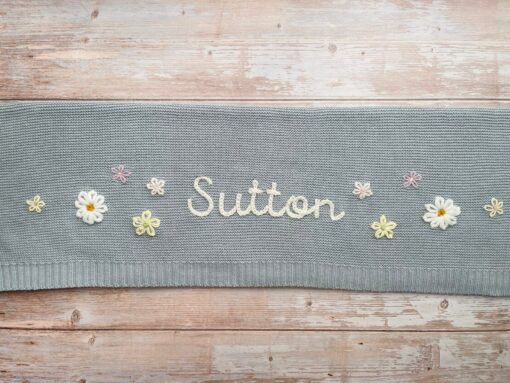 Personalized Baby Knit Blanket Embroidered Soft Cotton for Newborn Gifts and Baby Showers - Image 4