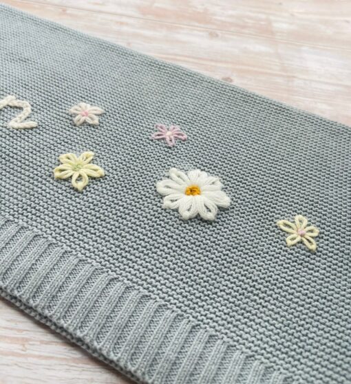 Personalized Baby Knit Blanket Embroidered Soft Cotton for Newborn Gifts and Baby Showers - Image 5