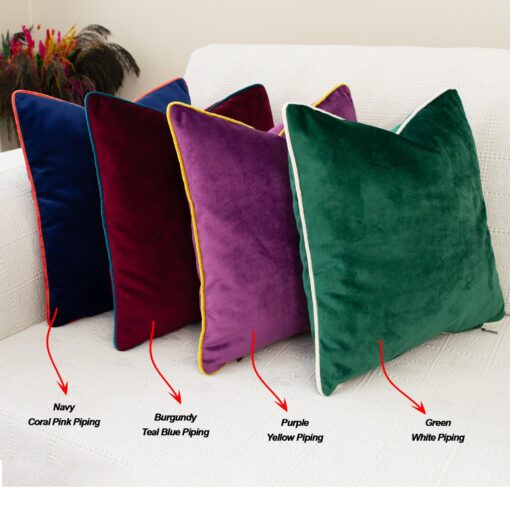 Luxurious Velvet Throw Pillow Covers with Customizable Piping in 26 Vibrant Hues - Image 4