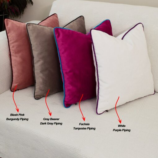Luxurious Velvet Throw Pillow Covers with Customizable Piping in 26 Vibrant Hues - Image 3