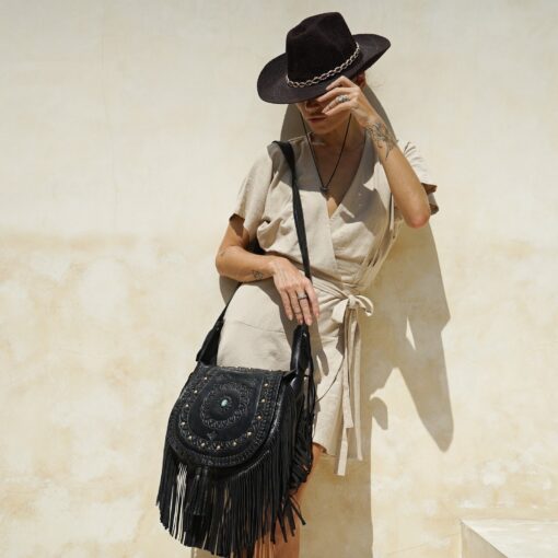 Exquisite Tooled Leather Boho Crossbody Purse A Western-Inspired Festival Essential - Image 6