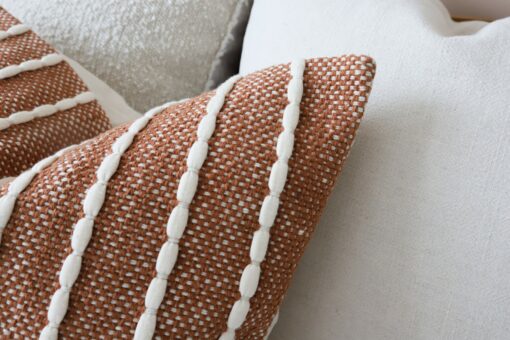 India Rust Textured Stripe Cushion Elevate Your Home Decor with Ethnic Charm - Image 2