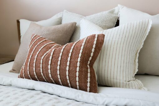 India Rust Textured Stripe Cushion Elevate Your Home Decor with Ethnic Charm - Image 3