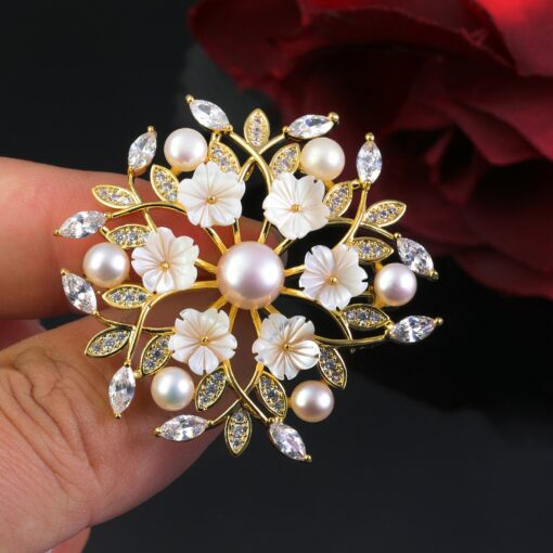 Exquisite Mother's Day Gift Natural Shell Cherry Blossom Brooch for Women - Image 2