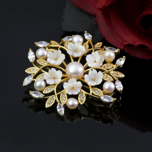 Exquisite Mother's Day Gift Natural Shell Cherry Blossom Brooch for Women - Image 6