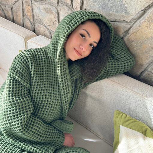Luxurious Waffle Cotton Robe The Perfect Gift for Comfort and Style - Image 2