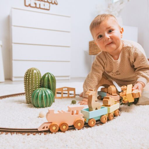 Personalized Wooden Farmer Train with Animals A Sensory and Educational Adventure for Toddlers - Image 2