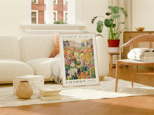 Vibrant London Flower Market Print Modern Botanical Wall Art for a Touch of Nature - Image 2